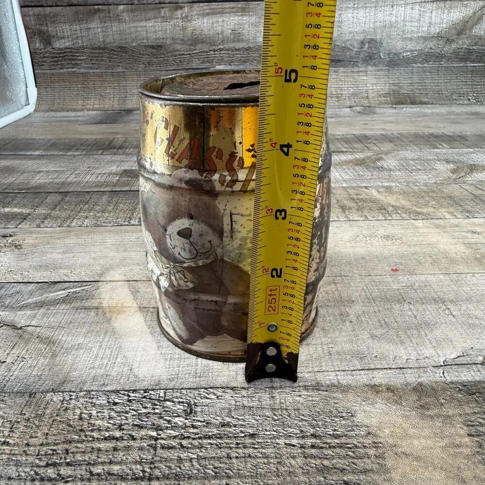 Vintage Classic Bear Tin Piggy Bank Container - Picture 2 of 10